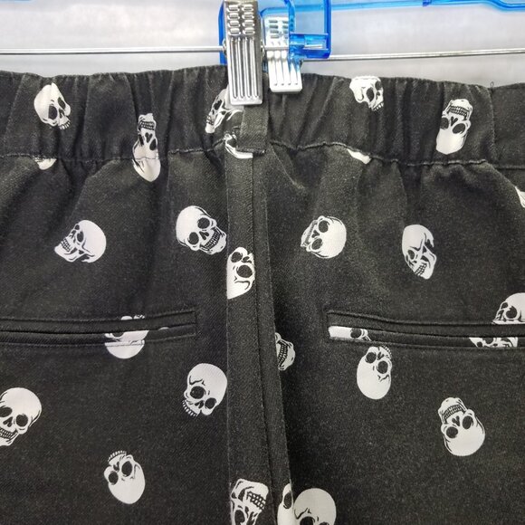 Hot Topic Skull Print Pants Women's 4XL Tapered Leg Charcoal White Ankle Jeans - Picture 9 of 16